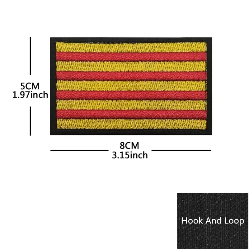 Parche bordado bandera de Cataluña con gancho y bucle para brazalete - imagen 3