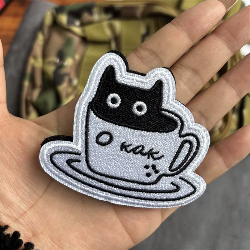 Teacup Cat parche táctico bordado con velcro para ropa y mochilas - imagen 3