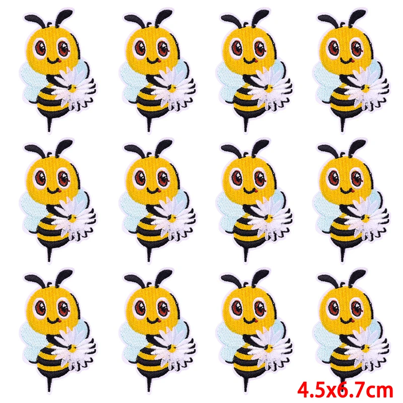 Parche abeja floral – reverso fusible