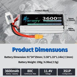 TERANTY Batería LiPo para conector XT60, FPV y vehículos