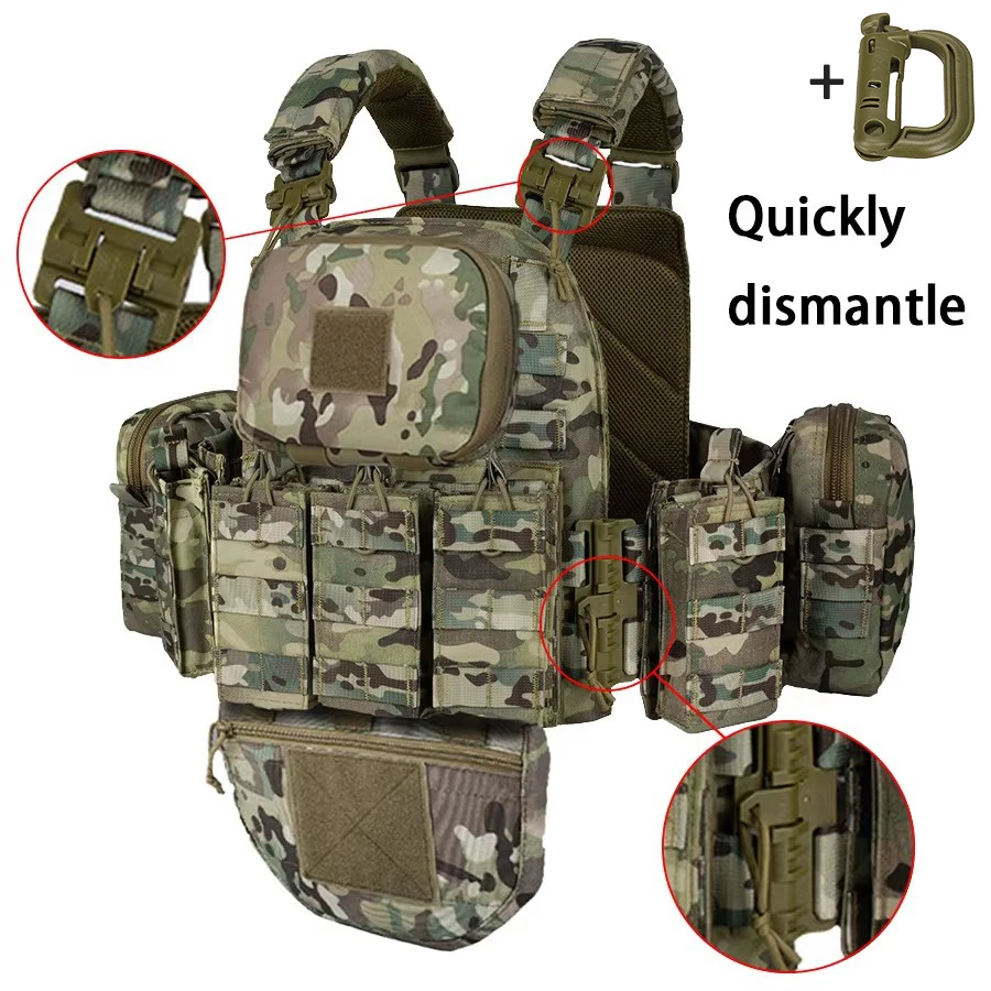 Chaleco táctico MOLLE de liberación rápida con triple bolsillo - imagen 4