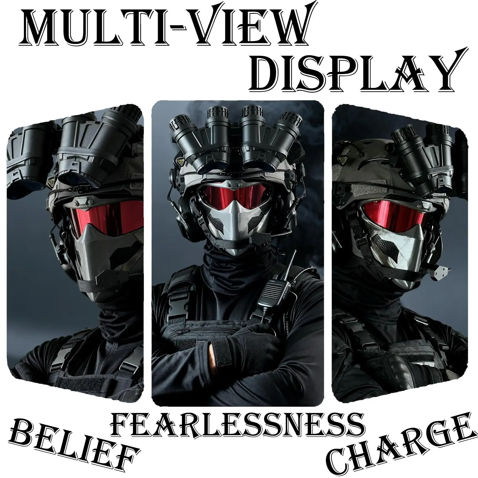 Casco táctico integral airsoft 9 en 1 con máscara, auriculares y NVG maniquí - imagen 5