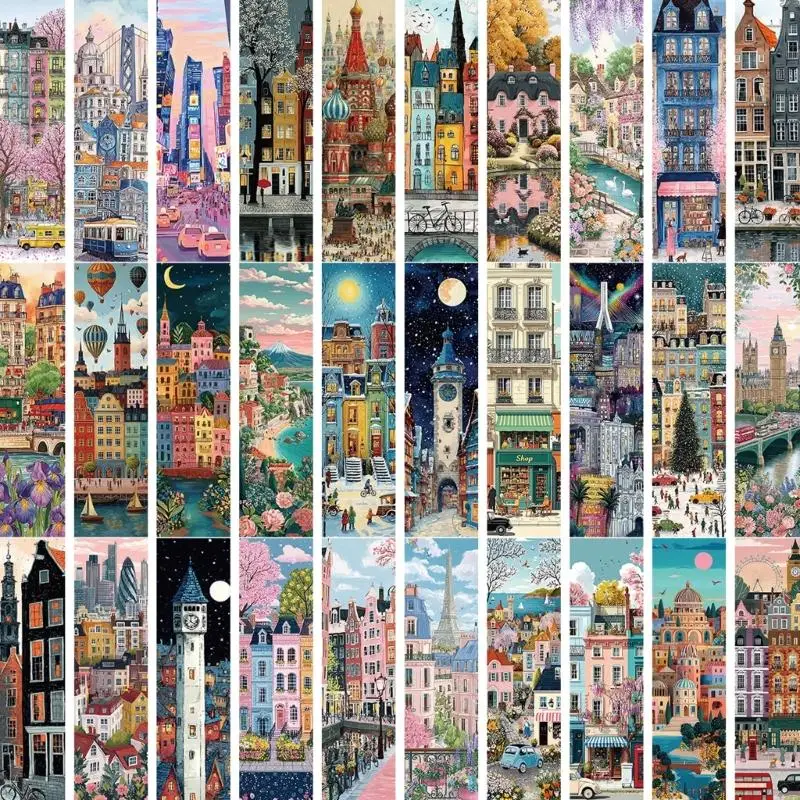Marcapáginas ilustrados con escenas urbanas variadas - imagen 2