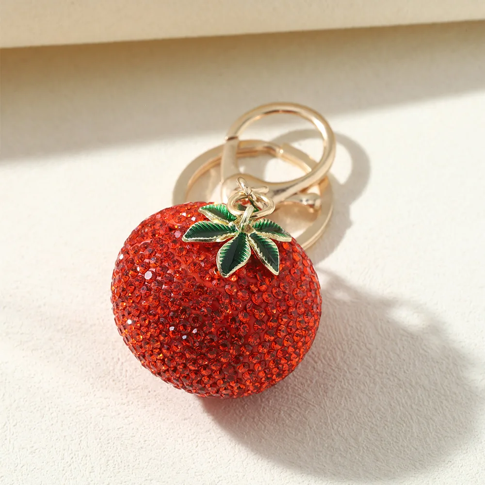 Llavero militar caqui ligero con colgante de fruta y pedrería - imagen 3
