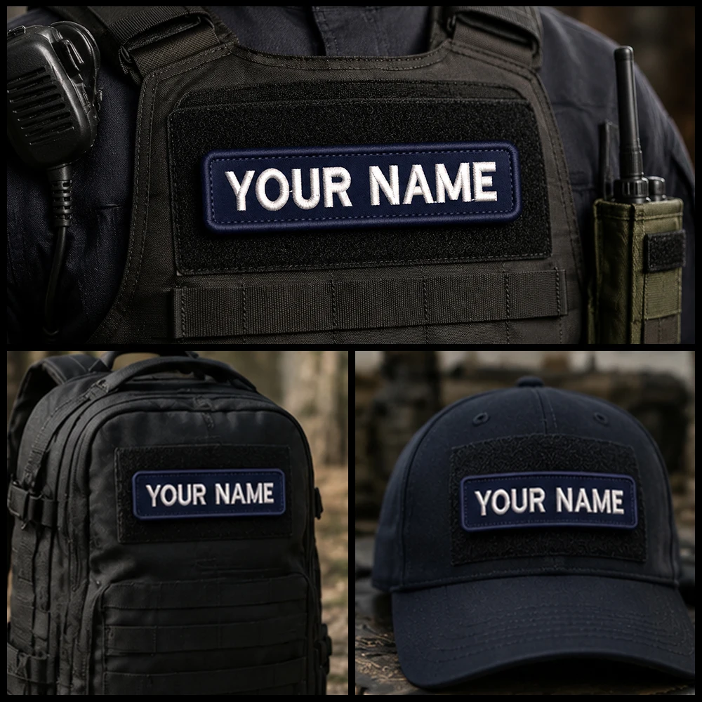 Parche bordado azul marino personalizado con nombre termoadhesivo - imagen 2