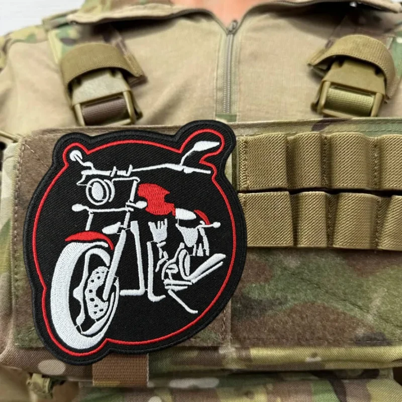 Parche táctico militar bordado motocicleta punk con gancho y bucle - imagen 4