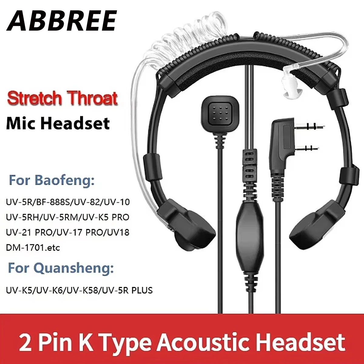 ABBREE Auriculares tácticos PTT con micrófono para Baofeng y Quansheng