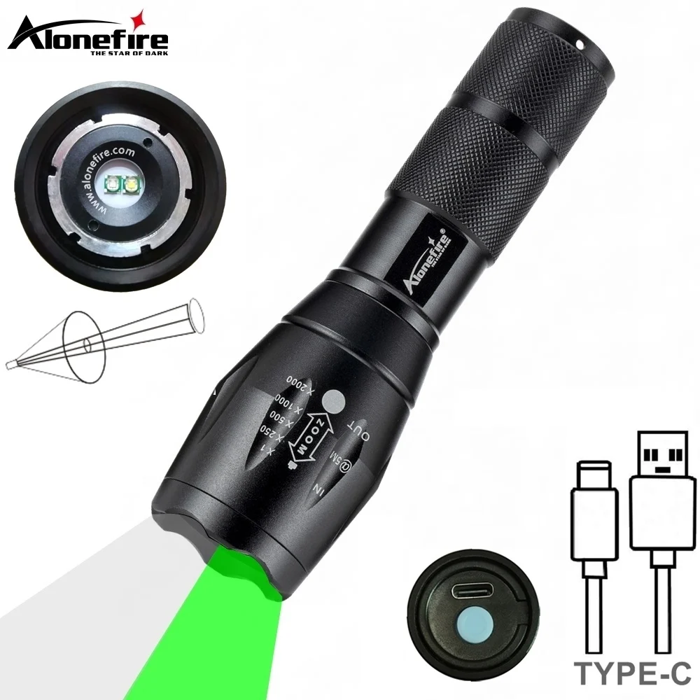 Linterna LED Alonefire mostrando el zoom