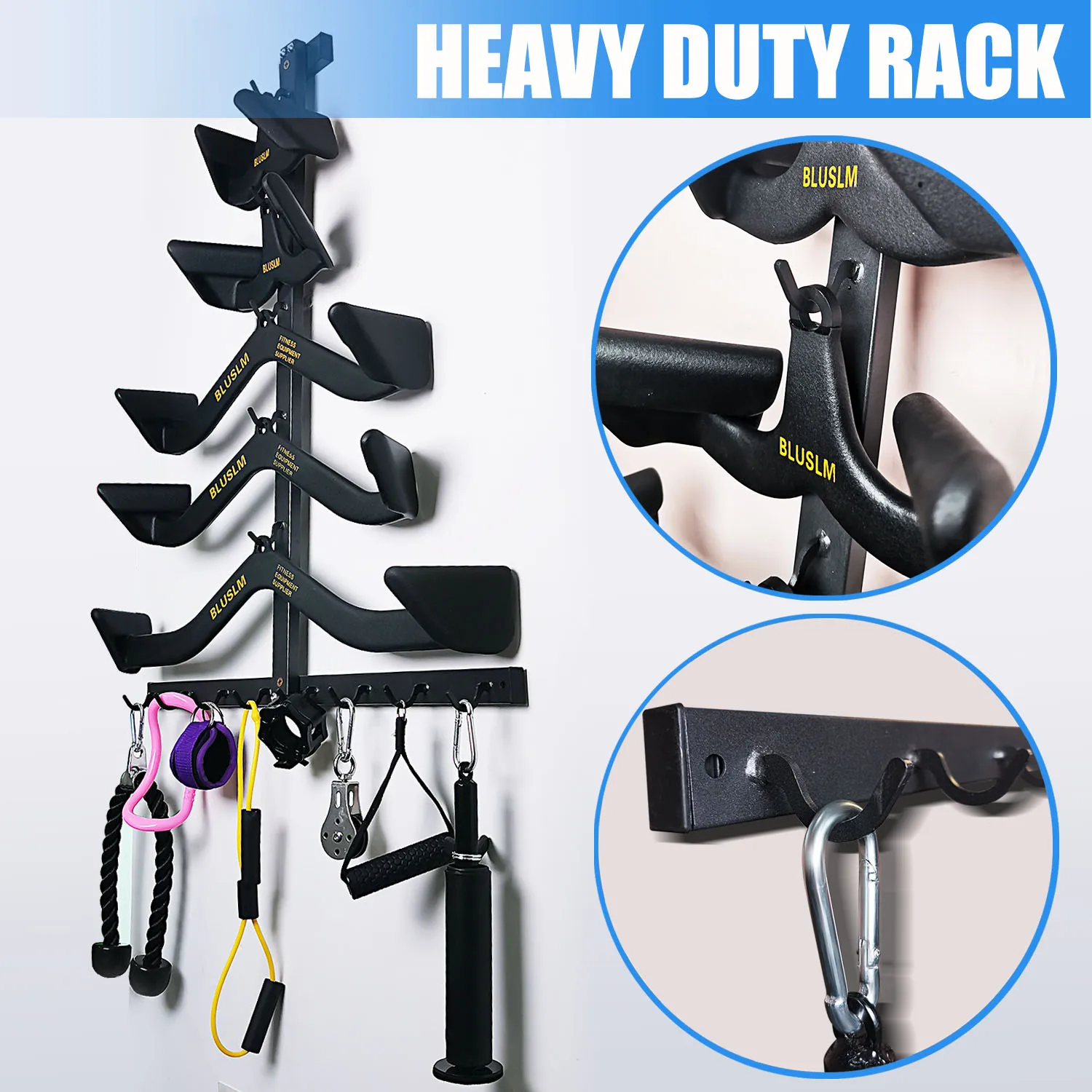 Soporte de pared desmontable para bandas y accesorios de gimnasio