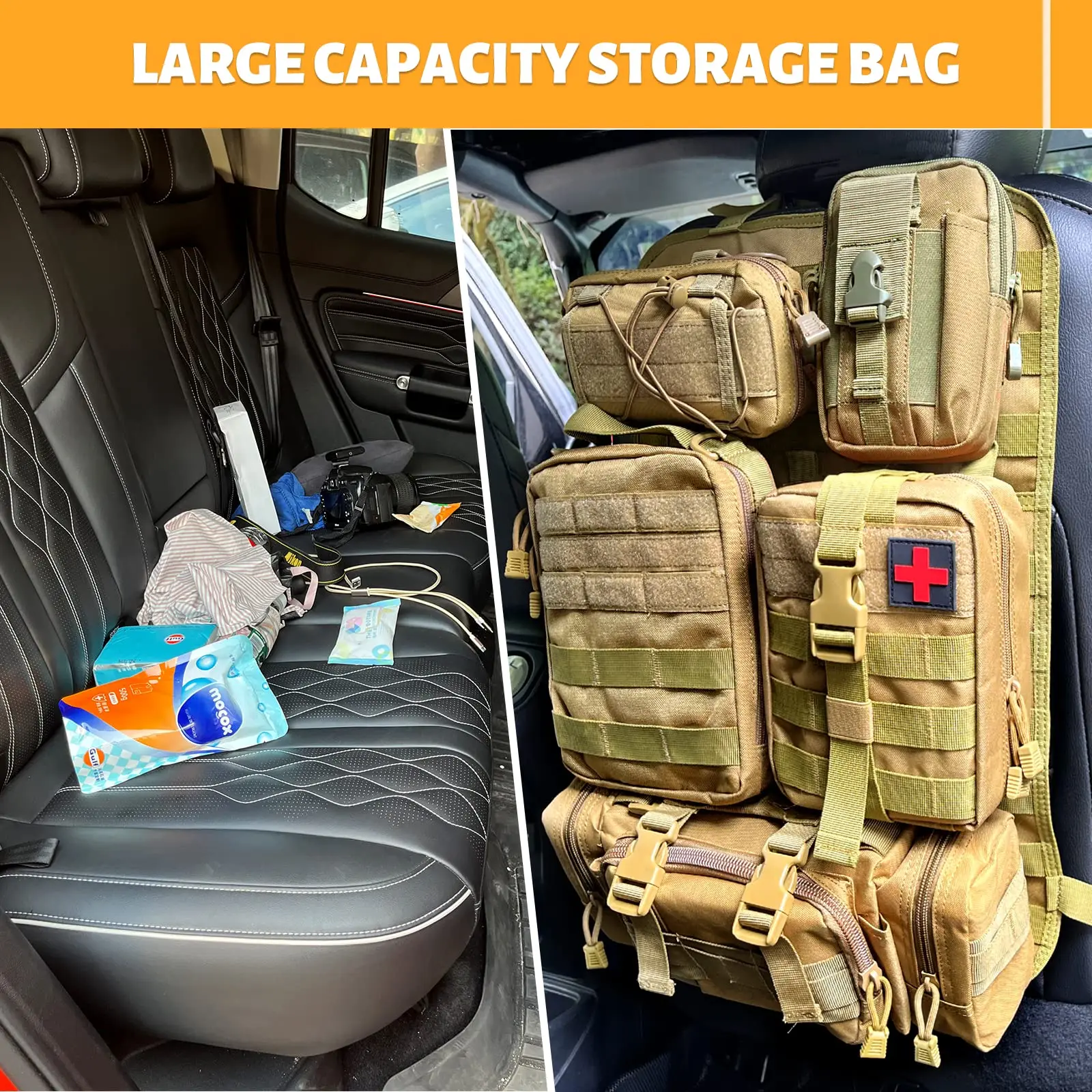 Organizador Táctico MOLLE para Respaldo de Asiento de Vehículo - imagen 3