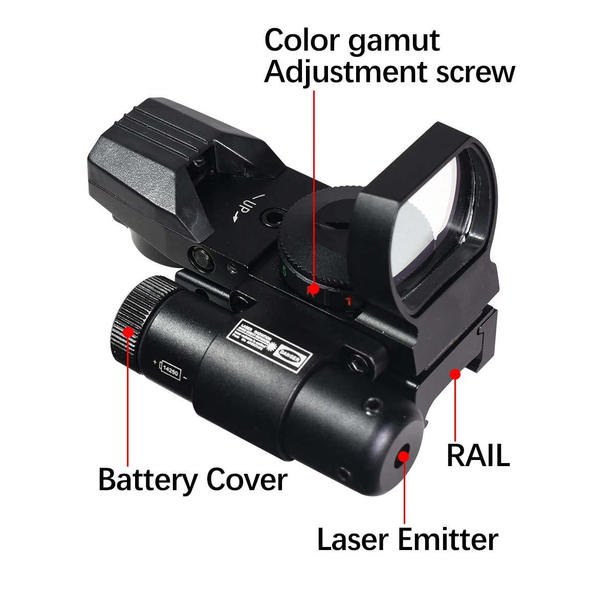 Mira táctica HD101 punto rojo y láser para airsoft - imagen 2
