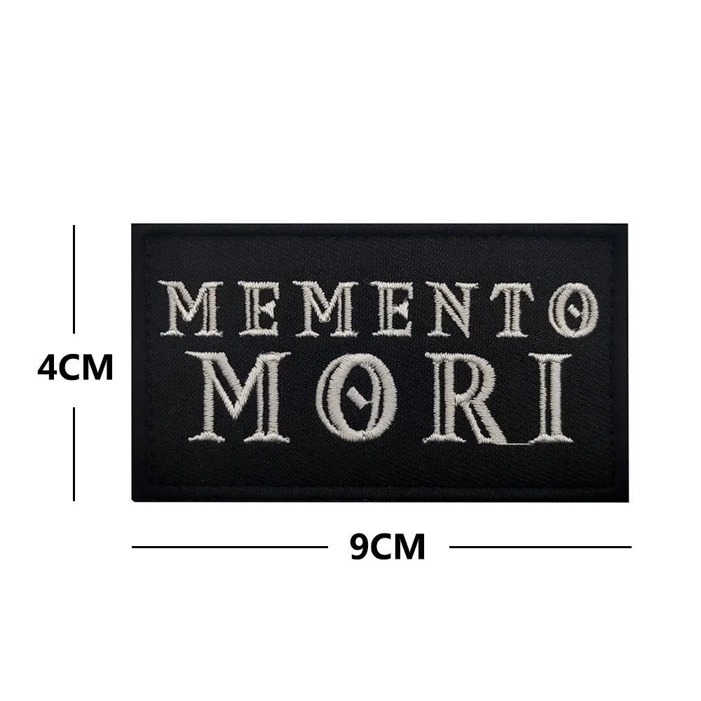 Parche táctico Memento Mori con velcro hook y loop para mochila