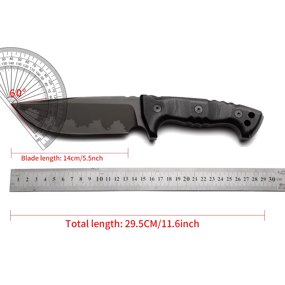 Cuchillo fijo de acero alta resistencia para camping y emergencia - imagen 3