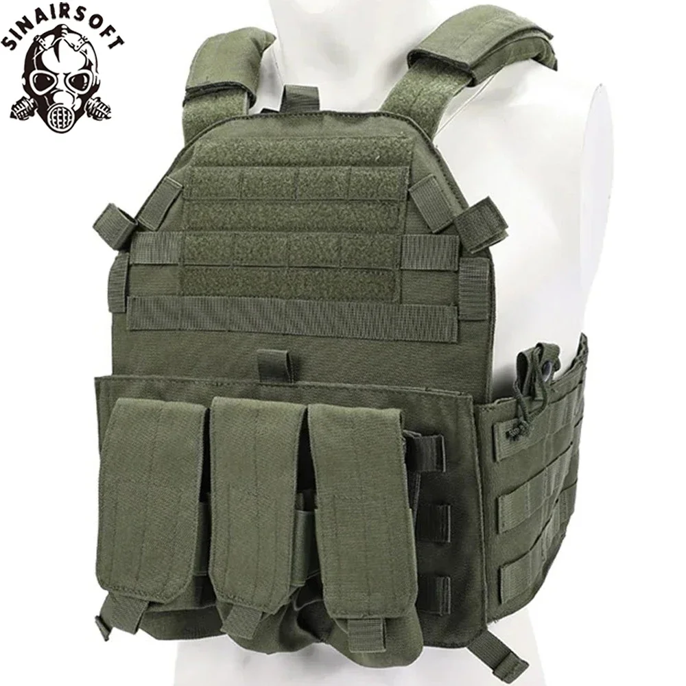 SINAIRSOFT chaleco táctico MOLLE portaplacas con bolsas revistas - imagen 2