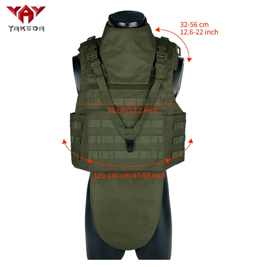 YAKEDA chaleco táctico de protección completa con cuello PALS