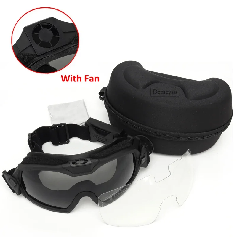 Gafas tácticas micro ventilador antiniebla lentes transparentes caza