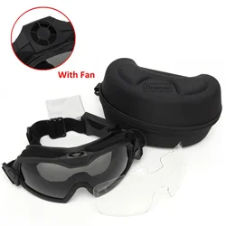 Gafas tácticas micro ventilador antiniebla lentes transparentes caza
