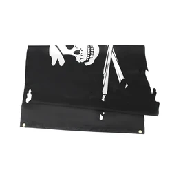 Bandera pirata Jolly Roger doble calavera con cuchillo Rackham