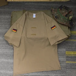 Camiseta militar alemana de algodón, táctica manga corta