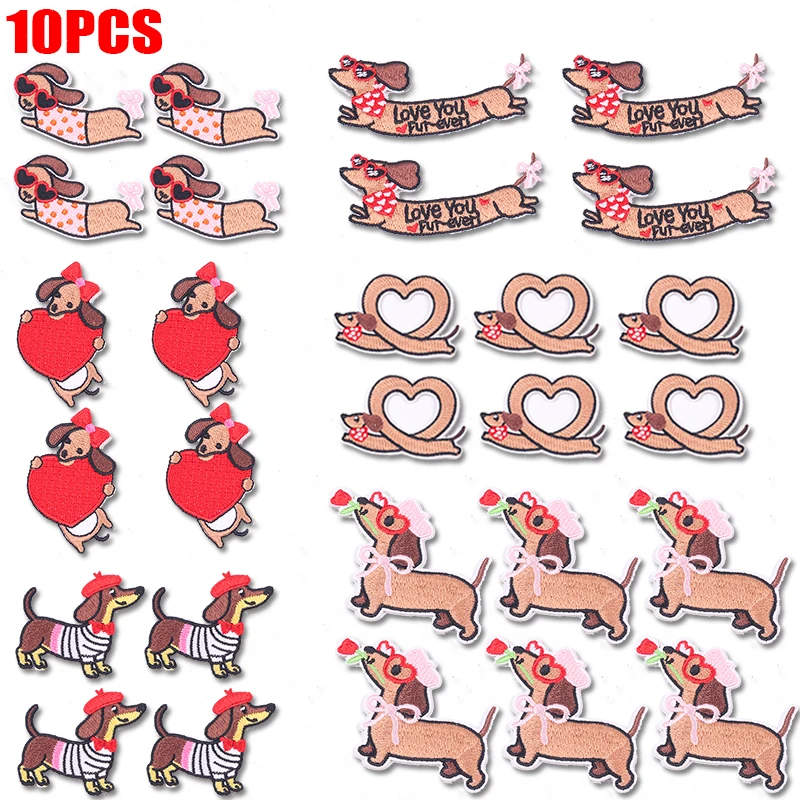 Parche termoadhesivo bordado perro salchicha con corazón – DIY - imagen 4