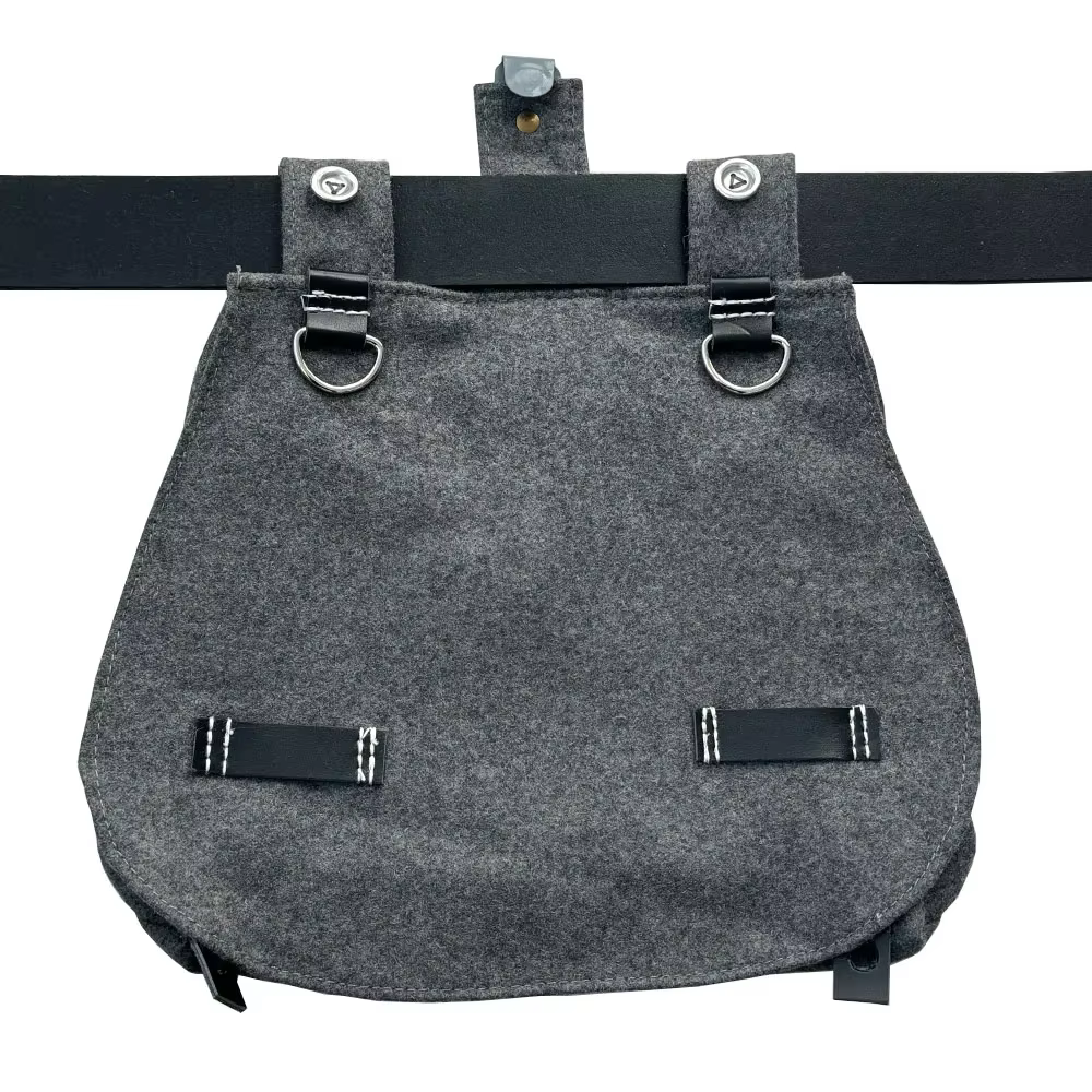 Kit correa en Y cuero vaca réplica WWII alemán – Bolsa pan + cinturón - imagen 3