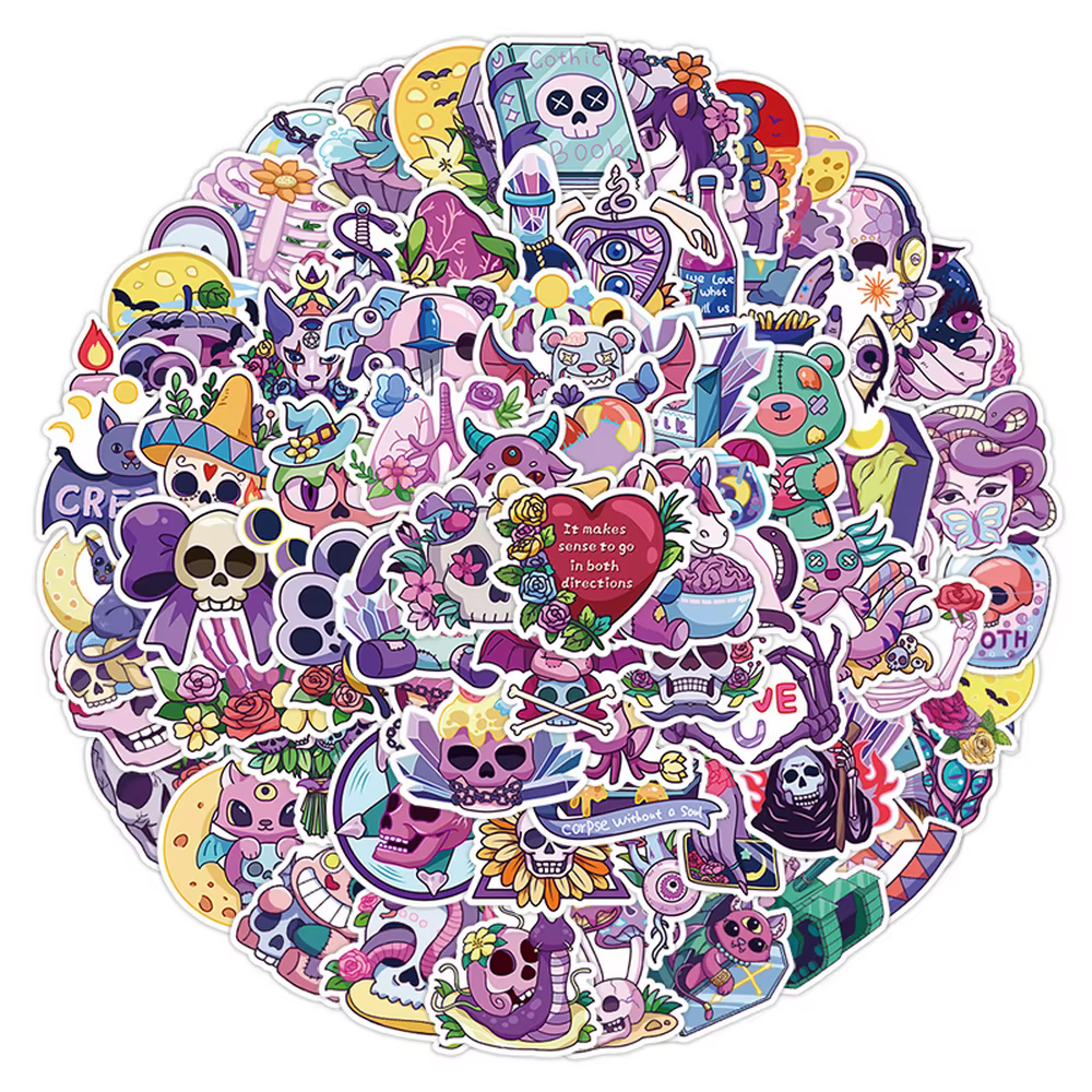 Pegatinas calavera gótica resistentes al agua – Decorativas para portátil y teléfono - imagen 2