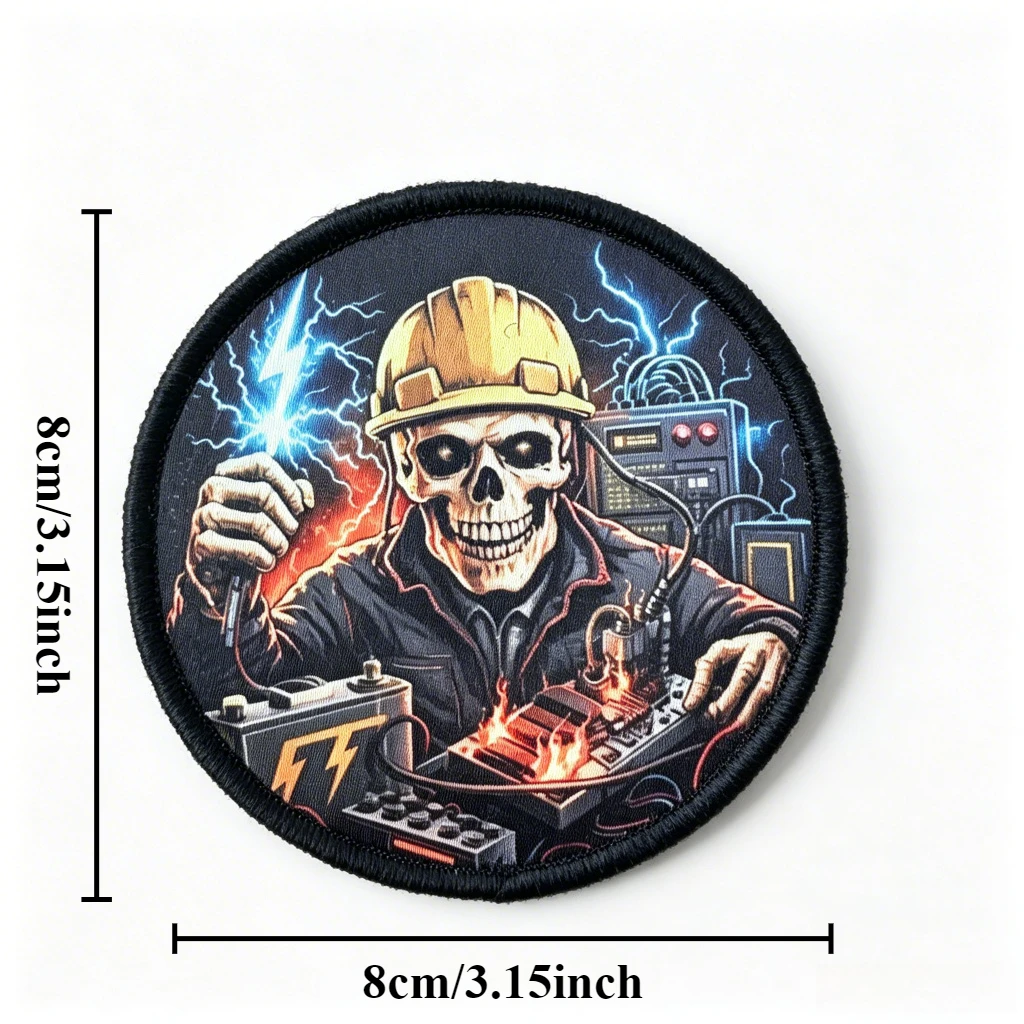 Parche táctico de moral con calavera y rayo para electricistas - imagen 4