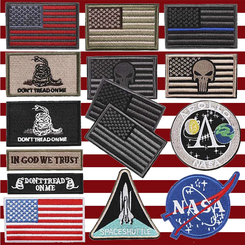 Parche táctico bordado bandera USA para coser o planchar