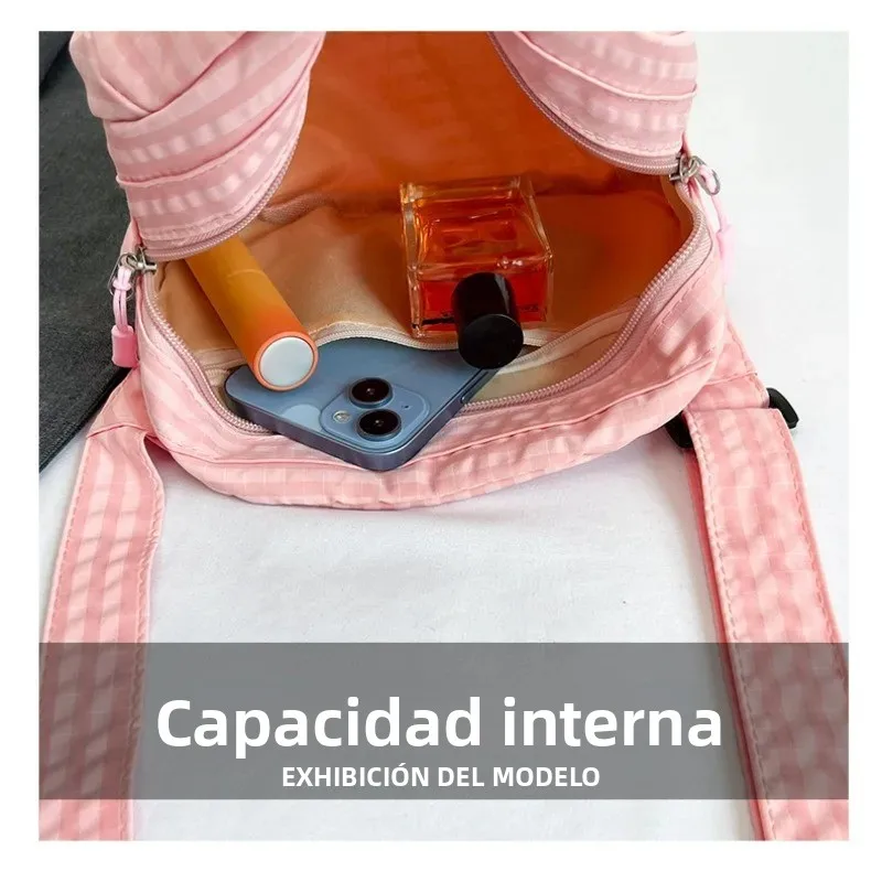 Bandolera bordada a cuadros estilo coreano para mujer moderna - imagen 3