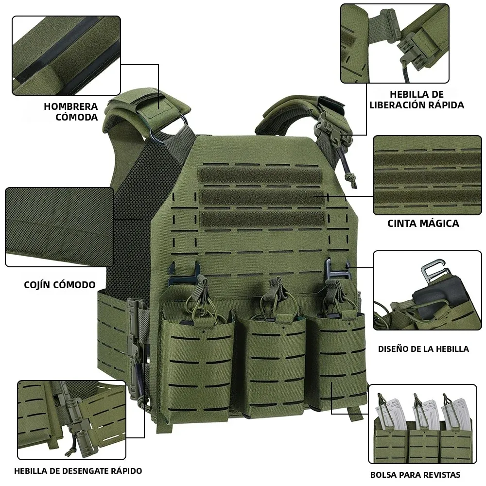 Chaleco táctico SINAIRSOFT LSR – Portaplacas láser liberación rápida MOLLE - imagen 5