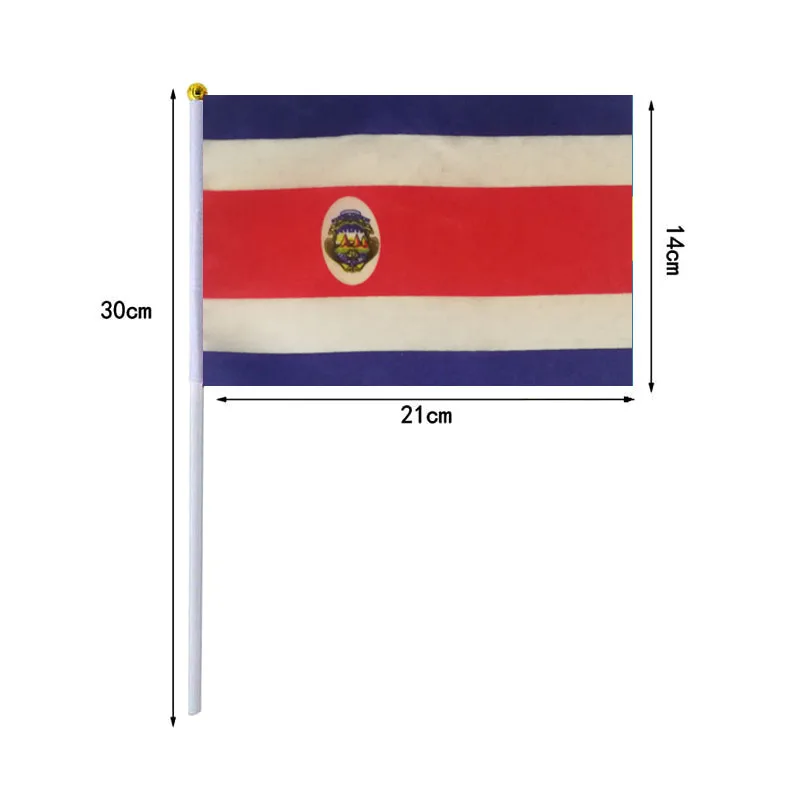 Banderas onduladas a mano de Costa Rica mostrando el diseño completo