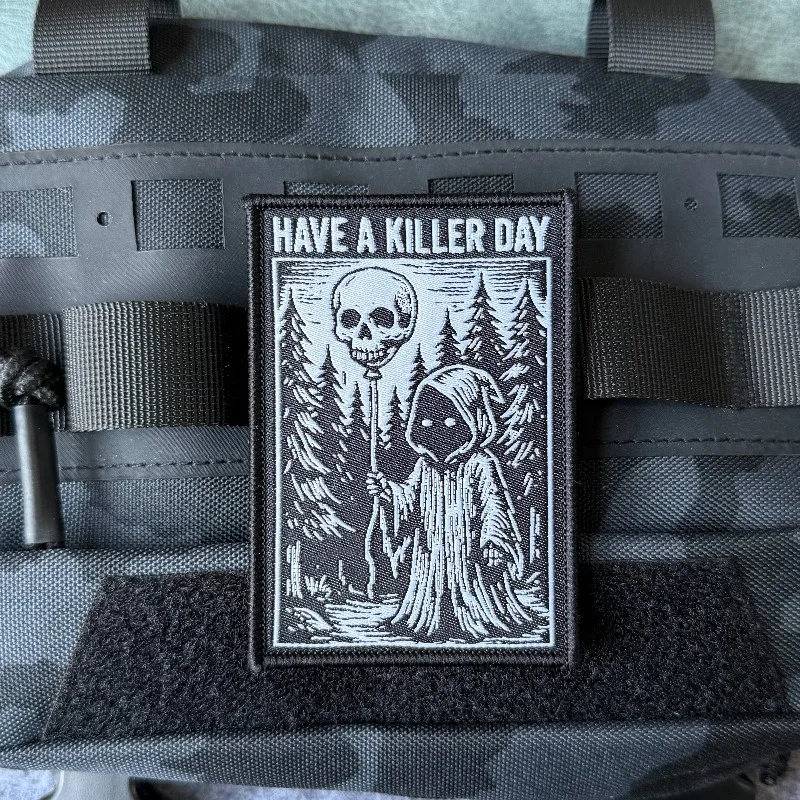 Parche táctico bordado calavera con velcro gancho y bucle moral - imagen 3
