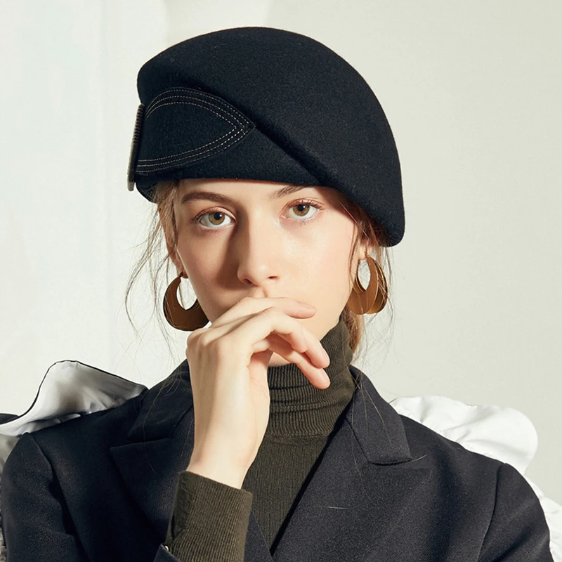 Boina de lana para mujer de estilo británico retro - imagen 3