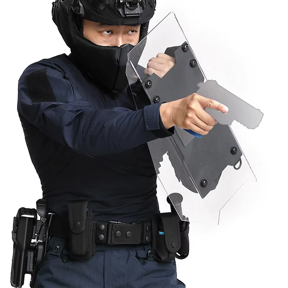 Escudo táctico de policarbonato resistente a impactos y puñaladas