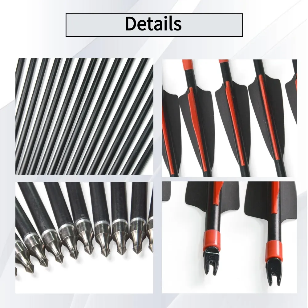 Flechas de tiro con arco de fibra de vidrio con plumas para recurvo