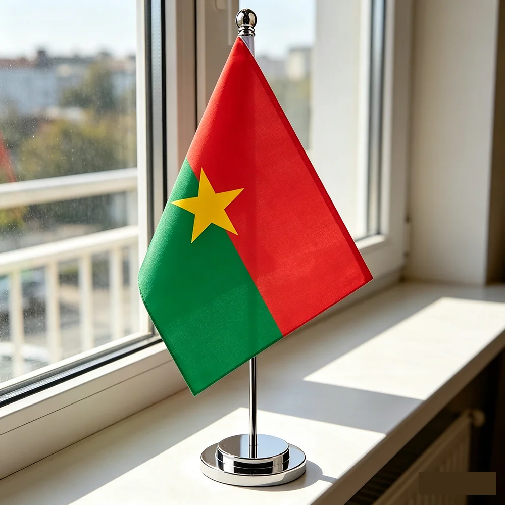 Bandera nacional Burkina Faso de poliéster para escritorio - imagen 4