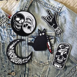 Parche bordado calavera punk gato – Aplicación táctica para ropa y equipamiento