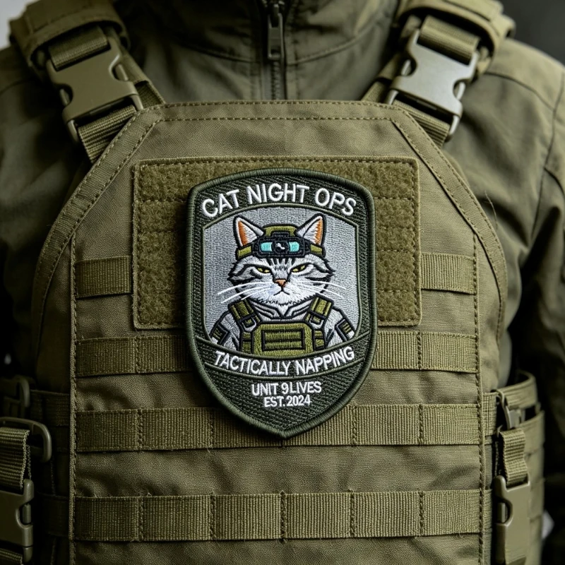 Parche bordado gatuno con gancho y bucle para chaleco y mochila - imagen 5