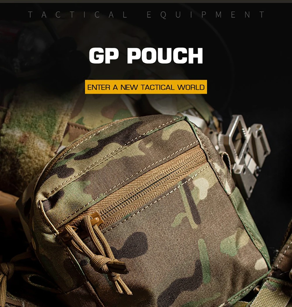 Bolsa táctica Molle GP vista frontal en color negro