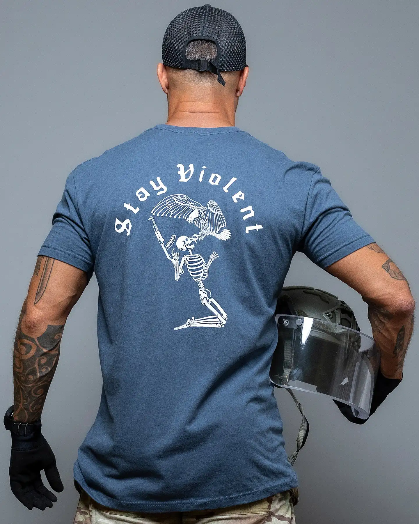 Stay Violent Camiseta táctica transpirable de algodón para deporte - imagen 2