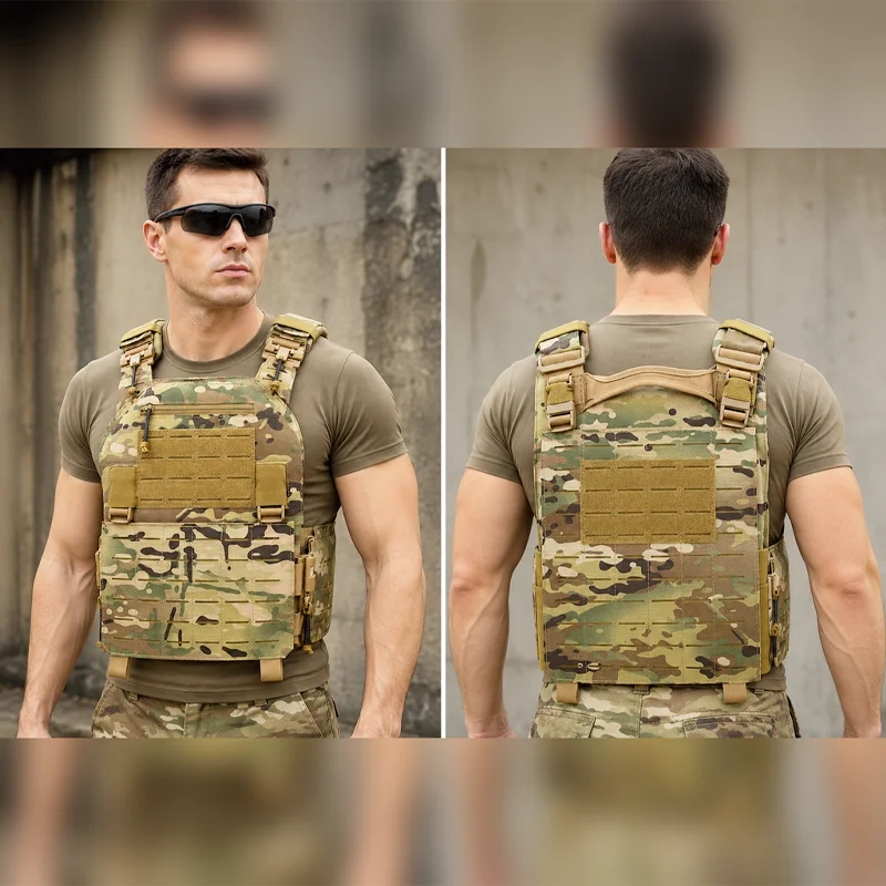 Chaleco portaplacas MOLLE con corte láser y liberación rápida airsoft - imagen 5