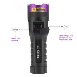 Linterna UV táctica 365nm recargable – Luz negra LED profesional