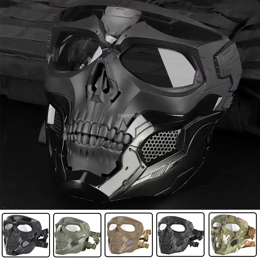 Máscara facial táctica calavera ripstop airsoft paintball MOLLE - imagen 2