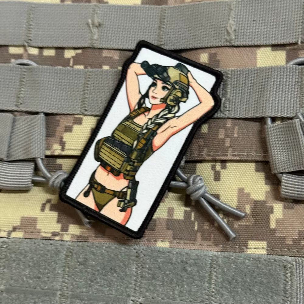 Parche táctico con velcro mochila, anime chica gafas visión nocturna - imagen 2