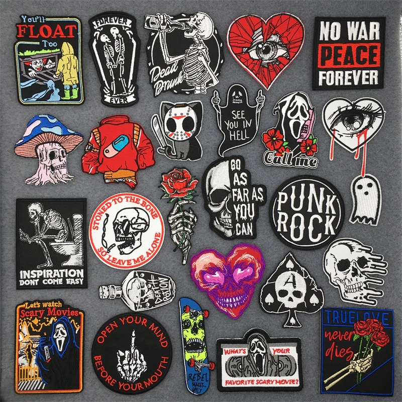 Parche bordado Terror Punk termoadesivo para ropa táctica - imagen 2
