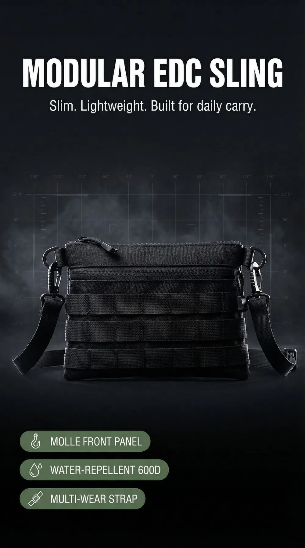 Bolso bandolera táctico MOLLE en uso