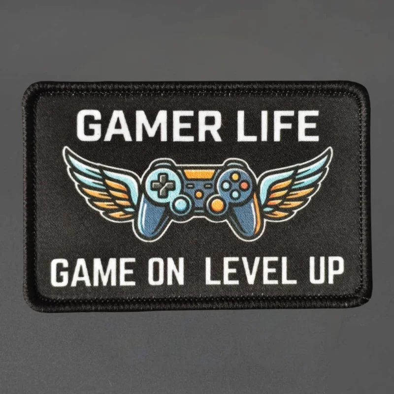 GAMER LIFE parche táctico gamer bordado con gancho y bucle nivel up