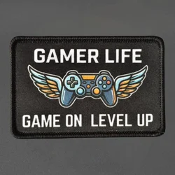 GAMER LIFE parche táctico gamer bordado con gancho y bucle nivel up