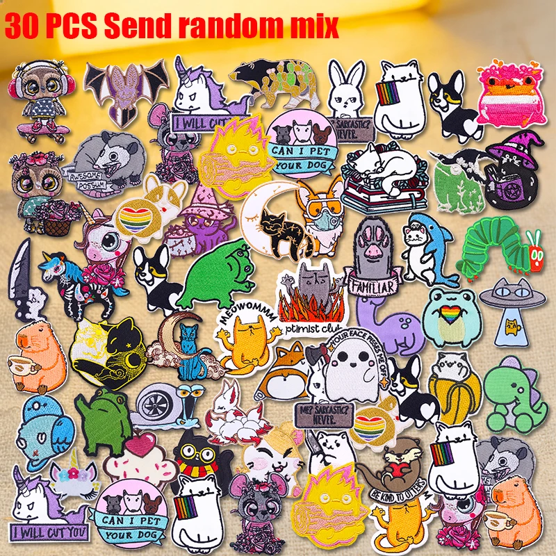 Parches termoadhesivos bordados rana y gato de dibujos animados - imagen 4