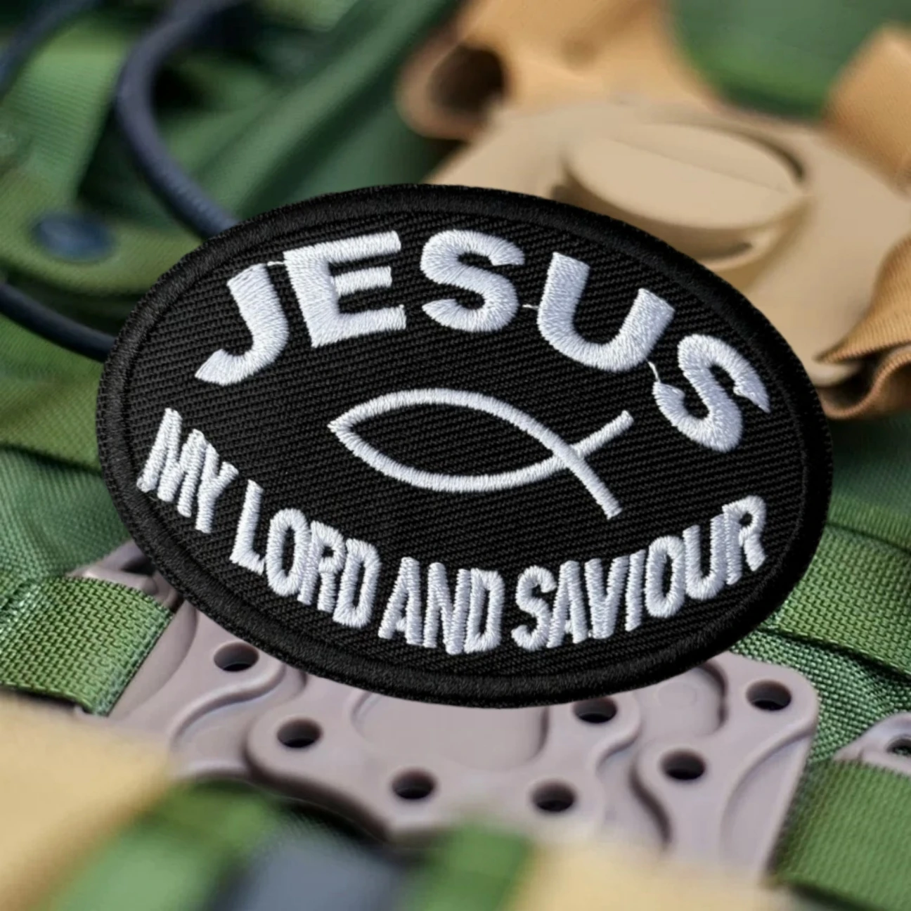 Parche táctico moral Jesús Mi Señor y Salvador gancho bucle - imagen 4